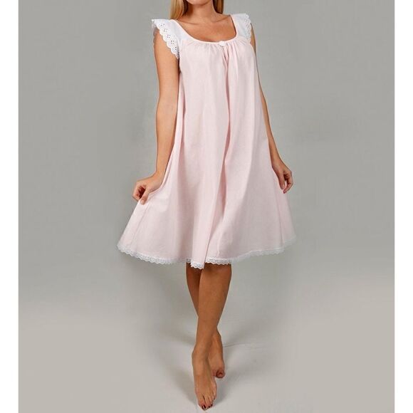 NWT Amanda Rich Short Sleeve with Lace Trim Cotton Gown AR 106-80 - Picture 1 of 13